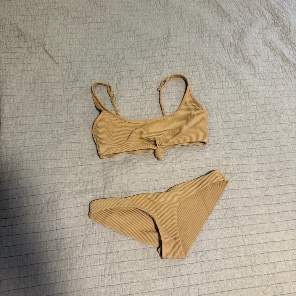 Frankie’s Collections Beige Ribbed Bikini